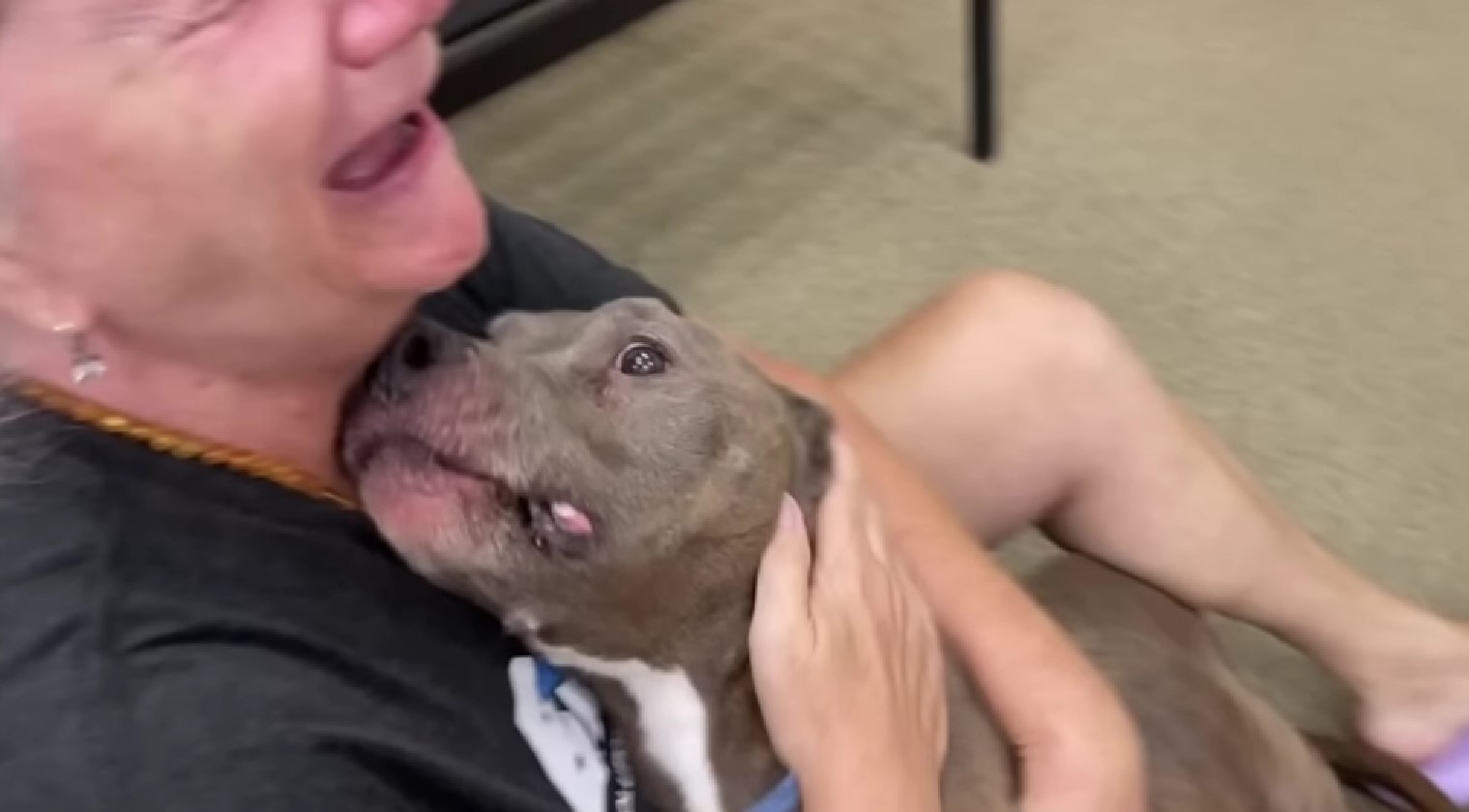 woman hugging her dog