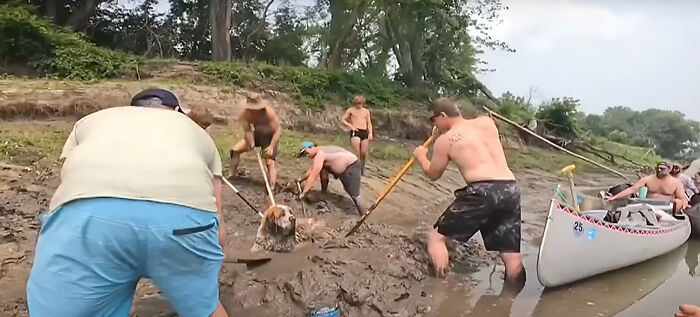 Bachelor Party Takes Unexpected Twist When They Hear Dog Barking In The Mud